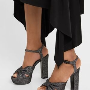 Jimmy Choo Heloise Glitter Knot Platform Sandals Size 6 # 2123
